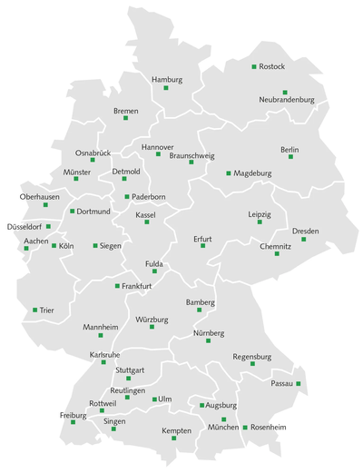 Deutschlandkarte mit Außendienst-Gebieten