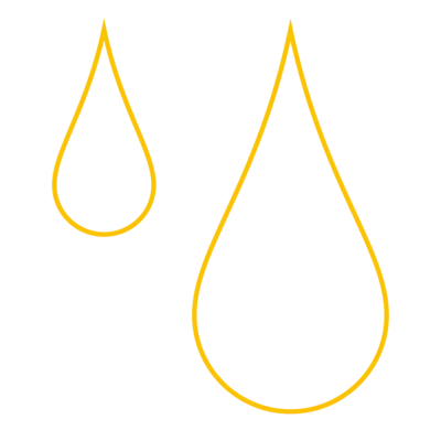 Entfeuchtung Grafik von zwei Wassertropfen in gelb