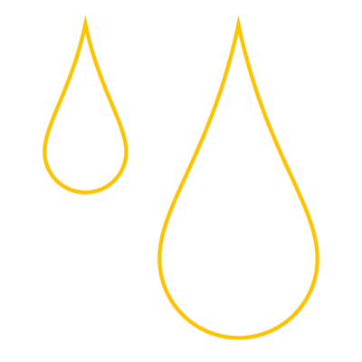 Grafik von zwei Wassertropfen in gelb
