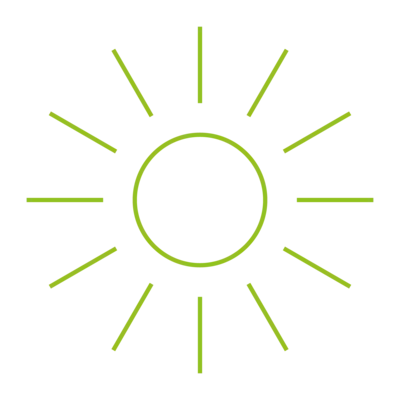 Neue Energien Grafik einer Sonne in grün